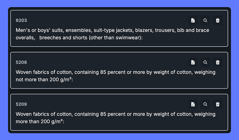 Candidates HS headings