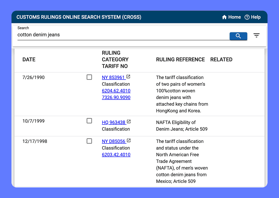 Relevant CROSS rulings