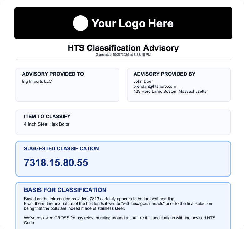 One-click classification reports