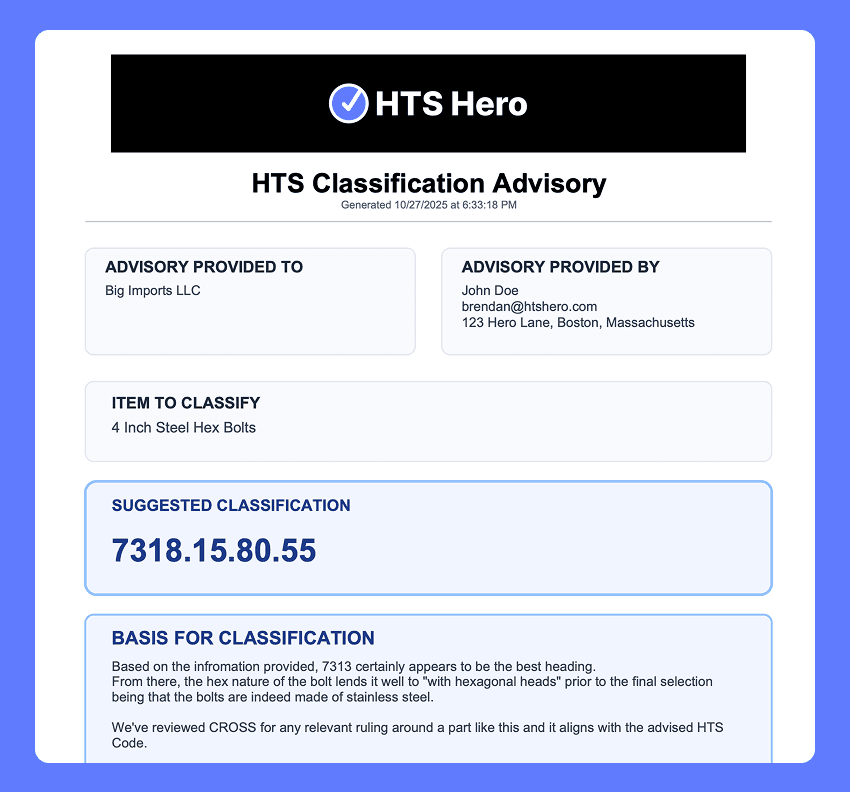 One-click classification reports
